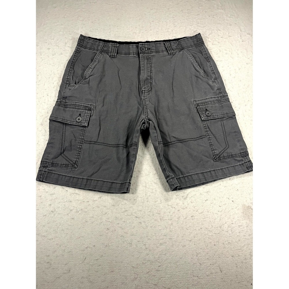 Denali Cargo Shorts Mens 34 Gray Cotton Stretch Mid Rise Outdoor Utility Hiking